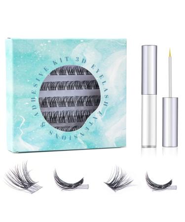 SISILILY Individual Lashes Cluster Lashes 50 Pcs DIY False Eyelashes Reusable 3D Eyelash Extension Kit Soft Natural C CC D Curl Individual Eyelashes with Eyelash Glue 10/12/14/15/16mm Length - DM12 5p clusters - DM12