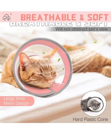 Supet Breathable Adjustable Cat Cone Collar - Water Resistant & Soft Recovery E-Collar for Cats - Pink (Neck Girth 14-24CM) - Buy Online on SooperMarket.com