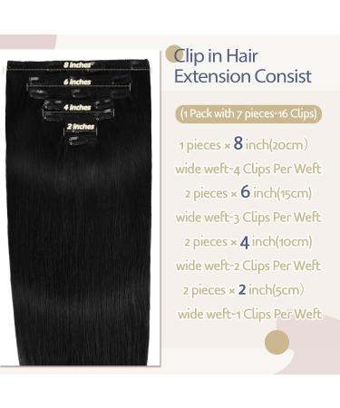 Vlasy 16 Inch Clip in Hair Extensions Human Hair T14/60+T14/60# - Seamless Natural Thick Weft Human Hair Extensions for Women - 7 Pieces (80g) - Buy Online on SooperMarket.com