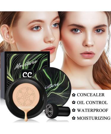 Moisturizing CC Cream & Mushroom Head Foundation Set | Long Lasting Matte Makeup | BliBling Concealer Duo - Natural Shade | 2PCS - Buy Online on SooperMarket.com