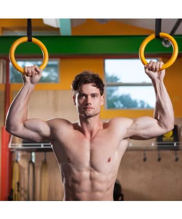 NAYOYA Gymnastic Rings Workout Set with Adjustable Straps for Full Body Strength Training and Bodyweight Crossfit Exercise