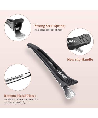 Aimike 6pcs Professional Hair Clips for Styling Sectioning - Non-Slip Duck Billed Clips for Salon and Home Hair Cutting - Black 10.9cm - Buy Online on SooperMarket.com