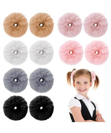 WLLHYF 12 PCS Furry Hair Scrunchies Furry Artificial Rabbit Fur Scrunchies Faux Fur Hair Band Elastic Hair Tie Ponytail Holders for Women Girls Hair Accessories(Popular Mix Colors) multicolor-12pcs