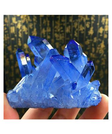 Crystals Blue Titanium Rainbow Aura Lemurian Quartz Cluster Crystal Point 1pcs Stone Collection (Size : 130-150g)