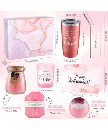 2024 Retirement Gifts for Women | Pink 20oz Coffee Tumbler Lavender Bath Balls Soap & Candles | Perfect Funny Gift for Teachers & Nurses - Buy Online on SooperMarket.com
