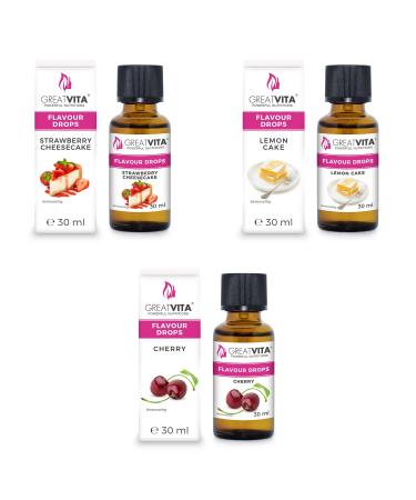 GreatVita Flavour Drops Set of 3 (Cherry Strawberry Cheesecake Lemon Cake)