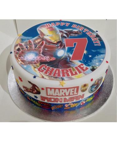 Edible Iron Man 7.5" Icing Boys Personalised Cake Topper with EXTRA'S - Buy Online on SooperMarket.com