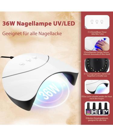 Phoenixy UV Gel Nail Polish Set - 10 Color DIY Starter Kit with 36W LED Nail Lamp | At-Home Gel Nail Art - Buy Online on SooperMarket.com
