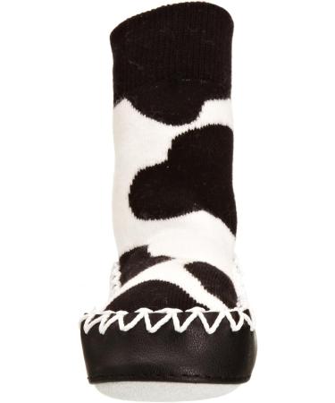 Mocc Ons Washable Leather Sole Slipper Socks - Cow Print (6-12 Months) - Buy Online on SooperMarket.com