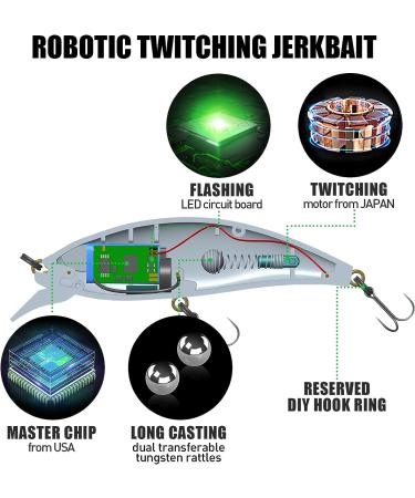 TRUSCEND Electric Twitching Jerkbait - USB Rechargeable LED Lighted Wobbler for Night Fishing - Long Casting Bass Lures for Freshwater & Saltwater - Green 0.65oz - Buy Online on SooperMarket.com