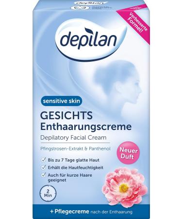 Depilan Facial Depilatory Cream for Sensitive Skin - Gentle Hair Removal for Upper Lip Chin Cheek & Nose - Includes 50ml Cream 30ml Care Cream & Sponge - International Shipping Available - Buy Online on SooperMarket.com