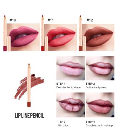 12-Piece Matte Lip Liner Pens Set - Long-Lasting & Creamy | Natural Lip Makeup Pencils - Buy Online on SooperMarket.com