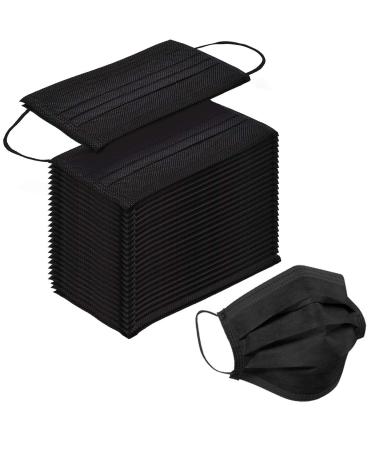 100 Pack Disposable Face Masks with Elastic Ear LoopBreathability Comfort-Black