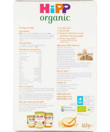 HiPP Organic Stage 1" From 6 Months" Creamy Porridge 160 g (Pack of 4) - Buy Online on SooperMarket.com