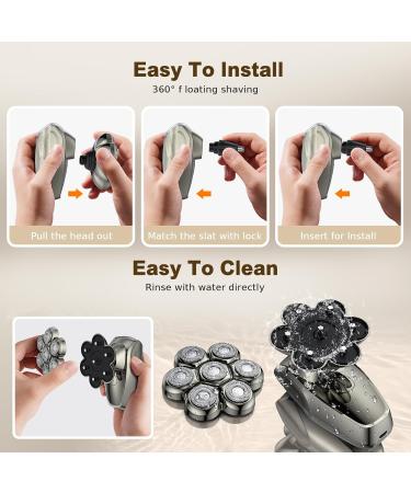 7D Head Shavers for Bald Men - IPX7 Waterproof LED Display Type-C Charging & 5-in-1 Grooming Kit | Shop Internationally - Buy Online on SooperMarket.com