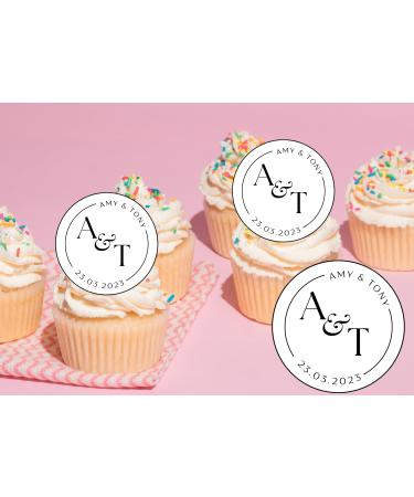 20 x EDIBLE Personalised cupcake toppers wafer/icing uncut WEDDING/ENGAGEMENT/HEN (wafer card)