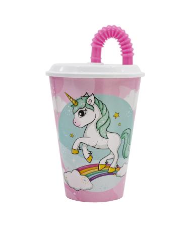 430 ml Unicorns - Rainbow reusable cup for children with lid and straw - Rainbow
