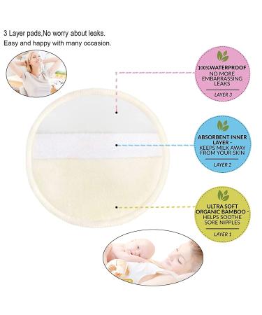 Pinowu Organic Bamboo Nursing Pads - 10 Washable Pads + Wet Bag & Wash Bag | Charming Nipplecovers for Breastfeeding Moms - Pastel Touch, Large 4.7 - Buy Online on SooperMarket.com