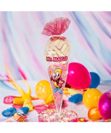 Mr. Mallo Marshmallow Pointed Bag - Colorful Foam Sugar Mix for Birthdays & Parties | Practical Clip Closure | 6x250g Pack - Buy Online on SooperMarket.com