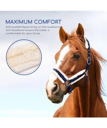 Nobleza Knotted Halter for Horses - Padded Nose & Neck Dark Blue | Ideal for Riding & Training - International Shipping Available - Buy Online on SooperMarket.com