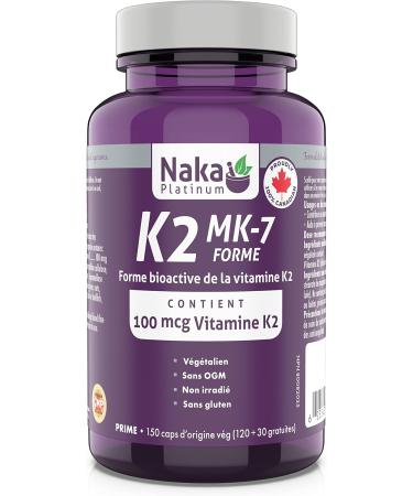 Naka Pro Herbs Naka Platinum K2 (mk-7 Form) 100mcg 150 Veggie Capsules (Bonus Size 120+30) 150 count - Buy Online on SooperMarket.com