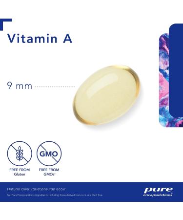 Pure Encapsulations Vitamin A - 3 000 mcg - From Cod Liver Oil - Immune & Vision Support - Vitamin A Palmitate Supplement - Non-GMO - 120 Softgel Capsules - Buy Online on SooperMarket.com