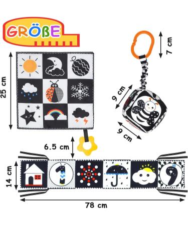 Buy Kuango Baby Toys 0-3 Months | Black & White Contrast Fabric Books for Cot & Stroller | Perfect Gift Sets for Newborns - Buy Online on SooperMarket.com
