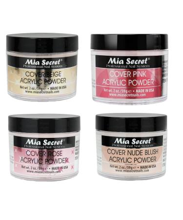 Mia Secret Cover Acrylic Powder 4 Pc Set - 2 oz Beige/Nude/Pink/Rose