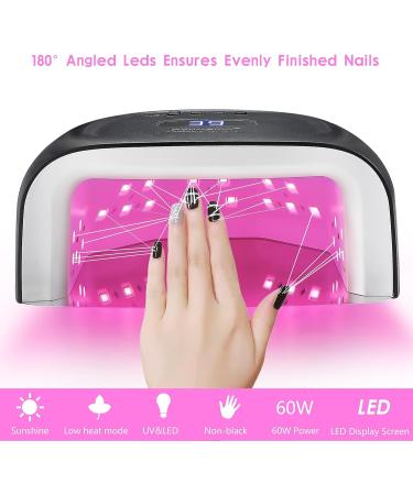 Rechargeable 60W Cordless UV Nail Lamp with 42 Red-Light Beads - Professional Gel Nail Light for Gel Polish | Automatic Sensor & Portable Nail Dryer | S20-Black - Buy Online on SooperMarket.com
