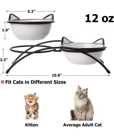 Y YHY Raised Ceramic Cat Food Bowls Set - 12 oz Elevated Pet Dishes with Stand for Cats and Small Dogs - Dishwasher Safe - Buy Online on SooperMarket.com