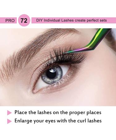 Cluster Lashes 72 Pcs DIY Eyelash Extensions | Thin Band Individual Lashes | Easy to Apply at Home - Into You-02 D-8-16 Mix - Buy Online on SooperMarket.com