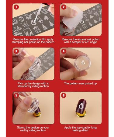 Shop Ebanku 6PC Nail Stamp Template Set - Christmas Tree Snowflakes & Reindeer Nail Art Plates with Stamp Scraper & Storage Bag - International Shipping Available - Buy Online on SooperMarket.com