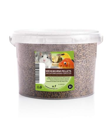 UGF - Premium mealworm pellets 3 liters of buckets insect snacks for birds hamsters hedgehogs rodents lizards turtles - universal lining meal pellets 3 l (1 Pack)