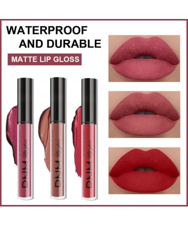3Pcs Matte Lip Gloss Set Matte Liquid Lipstick Set Lip Stain Long-Lasting Waterproof Lipgloss Makeup Gift Lipsticks Set Vibrant Lips Set (10) #10 - Buy Online on SooperMarket.com