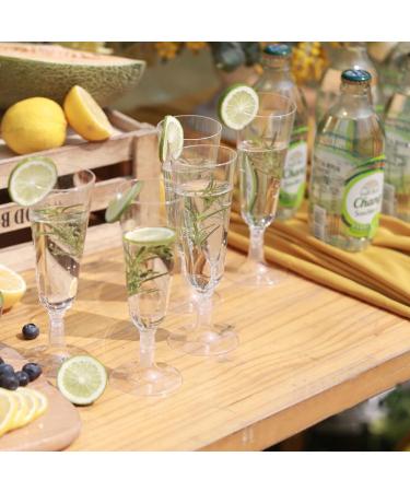100 Pcs Disposable Clear Champagne Flutes - 5oz Plastic Wine Glasses for Party Wedding - Assemble Plastic Champagne Cups - Cocktail Cups - Buy Online on SooperMarket.com