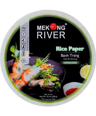 Lyan Mekong River Banh Trang Vietnamese Rice Paper Round 16cm - 300g - Pack of 3 | Gluten-Free | Vegan | Halal | 100% Natural Rice Paper - Buy Online on SooperMarket.com