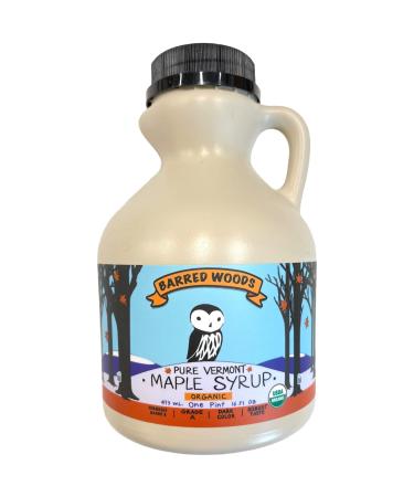 Pure Vermont Organic Maple Syrup - One Pint Jug (16 oz) - Grade A Dark Robust (Former Grade B)