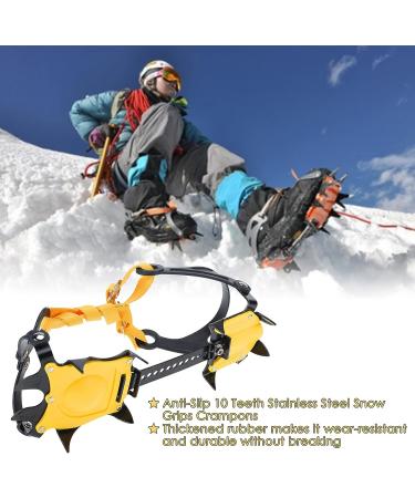 Amarine Made Anti-Slip Ice Crampons for Men Women - 10 Teeth Stainless Steel Snow Grips for Hiking & Climbing - Buy Online on SooperMarket.com