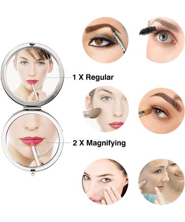 12 Pack Compact Pocket Makeup Mirrors with Bride, Maid of Honor, Bridesmaid Designs + Bachelorette Party Hair Ties - Silver - Buy Online on SooperMarket.com
