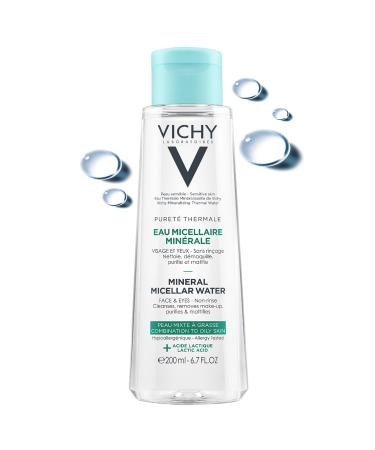 Vichy Pureté Thermale Mineral Micellar Cleansing Water, Makeup Remover & Facial Cleanser with Salicylic Acid for Combination to Oily Skin , 6.76 Fl. Oz