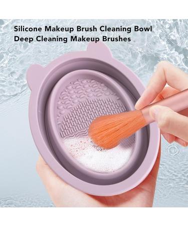 Makeup Brush Cleaner Kit 5 Pieces Textured Multifunctional Residue Removal Purple Makeup Brush Scrubber with Cosmetic Brush for Daily Use - Buy Online on SooperMarket.com