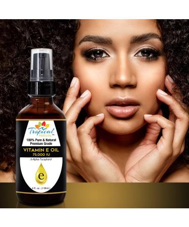 Buy 100% Pure Vitamin E Oil 4oz - Plant-Based D-Alpha Tocopherol for Skin Hair & Nails - Hydrates Reduces Scars & Age Spots - International Shipping Available - Buy Online on SooperMarket.com