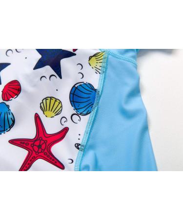 BONVERANO Baby Boys Swimsuit 6-9 Months Blue Star | UPF 50+ Full-Zip Hoodie One Piece Swimwear - Buy Online on SooperMarket.com