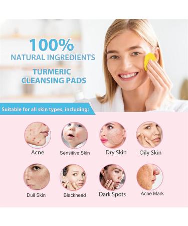 Turmeric Cleansing Pads for Oily & Sensitive Skin | 60PCS Gentle Pads to Combat Acne Blemishes & Dullness | Balance Skin Oil - Buy Online on SooperMarket.com