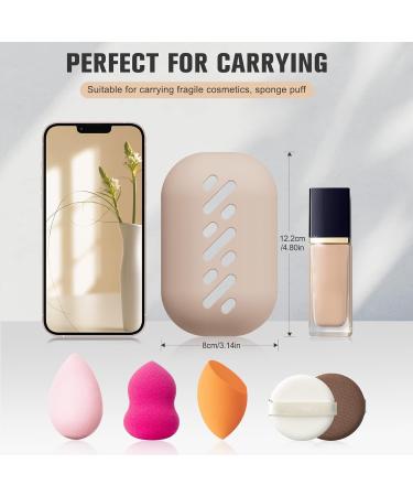 FERYES Large Silicone Makeup Sponge Holder - Portable Double Sided Beauty Blender Case in Khaki - Buy Online on SooperMarket.com
