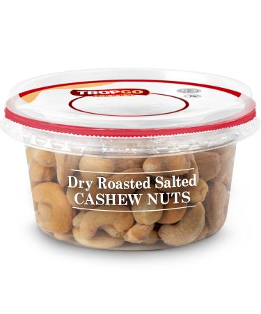 Tropgo Dry Roasted Salted Kosher Cashew Nuts - Guilt-Free Roasted Peanut Snack in a Resealable and Recyclable Tub - Fibre and Protein Rich Healthy Cashew Nuts - Vegan Nuts Snack for all Ages (180G)