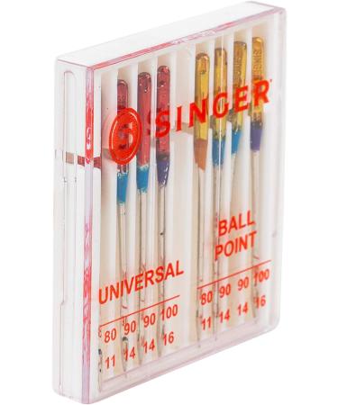 SINGER 04800 Universal Regular Point and Ball Point Sewing Machine Needles - Assorted Sizes 80/11, 90/14, 100/16 - 8 Count - Buy Online on SooperMarket.com
