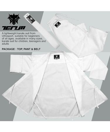 TENUM Lightweight Karate Gi Uniform for Kids & Adults - 8oz, Belt Included - Sizes 00/3'11 - 4'2 - Buy Online on SooperMarket.com