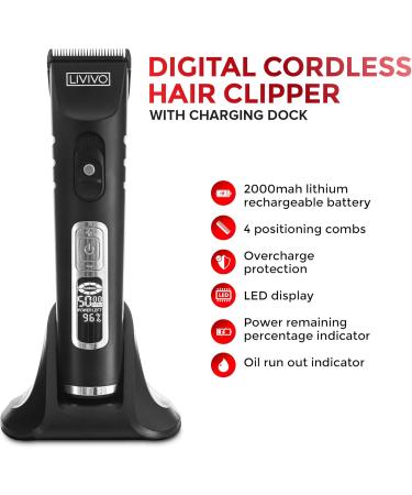 LIVIVO Digital Hair Clipper and Beard Trimmer Wireless Grooming Set with Extra Sharp Long Lasting Blades and Multiple Trimmer Attachments - Buy Online on SooperMarket.com