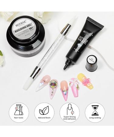 MIZHSE 30g Solid Builder Gel For Nails and 15g Rhinestone Glue for Nails Clear Nail Builder Gel Hard Gel for Nails 3D Nail Sculpting Gel Non-Sticky Hand UV LED Nail Charm Glue Nail Art for Salon Home 30g Builder Gel+15g Rhinestone Glue - Buy Online on SooperMarket.com